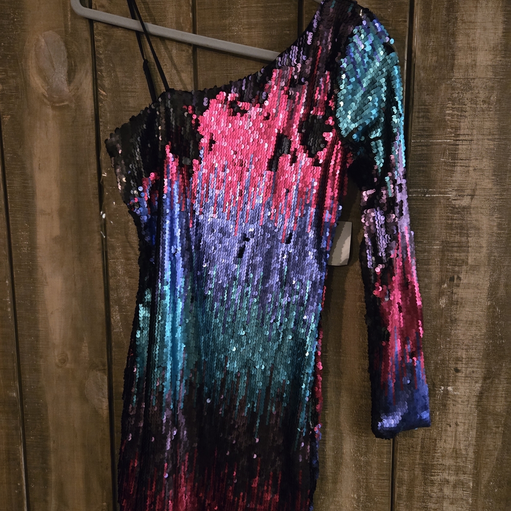 Charlotte Russe Multicolor Sequin One Shoulder Dress